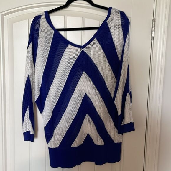 Blue and White Striped Sweater - Picture 3 of 4